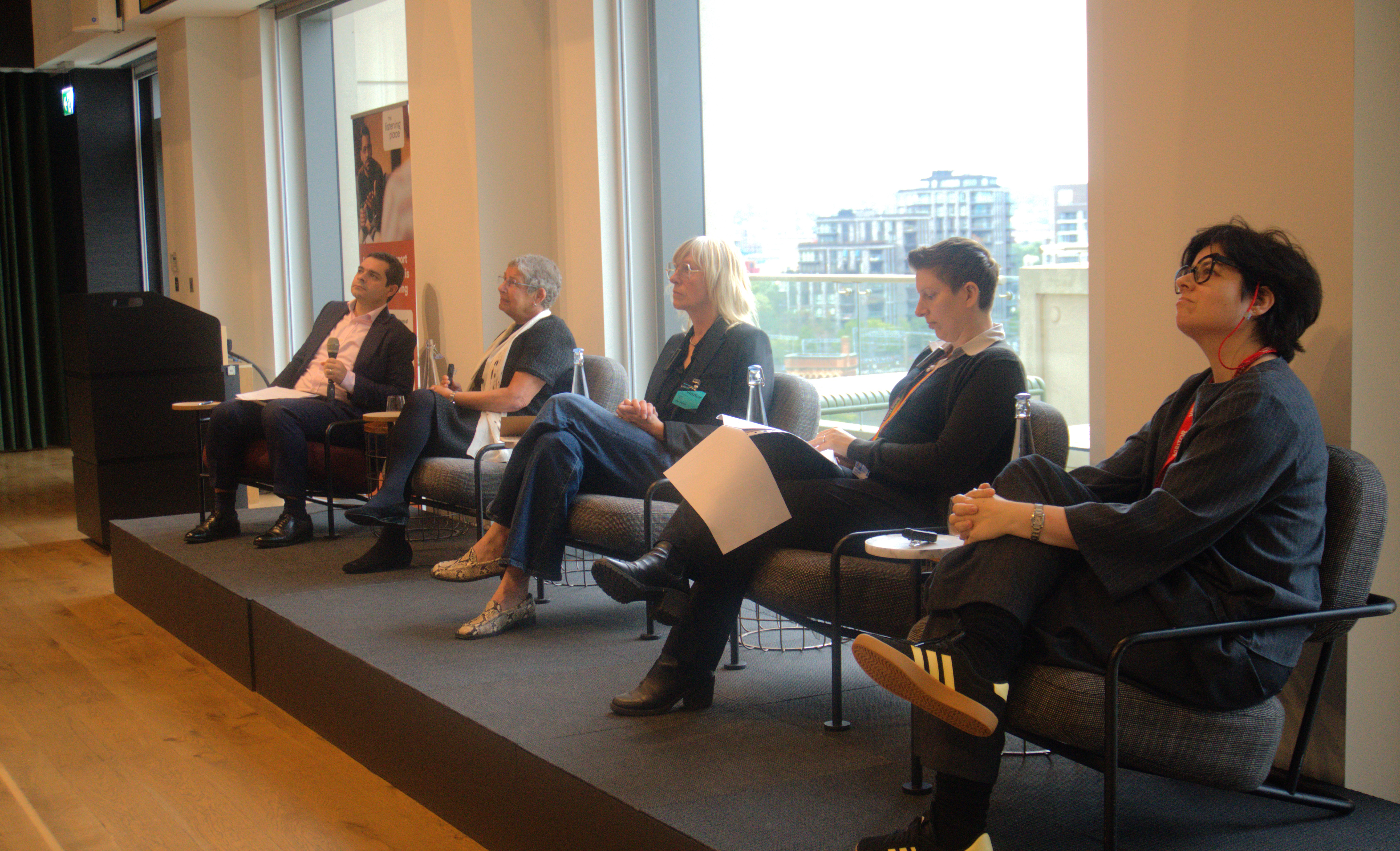 From left to right: John Rowland - Senior Partner & UK Consulting Lead at Cicero, Sarah Anderson CBE – CEO of The Listening Place, Dr Susan Cottam – NHS Clinical Psychologist, Katie Foulser – Associate Director, South Region Rethink Mental Illness and Dr Niki Lang – Director of Public Health Hammersmith and Fulham.